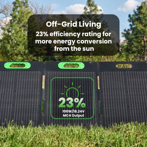 Yoshino SP100 Foldable 100W Monocrystalline Portable Solar Panel for Electric Solar Generators, Water-Resistant IP67, Off-Grid, Camping, RV