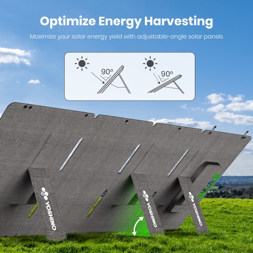 Yoshino SP200 Foldable 200W Monocrystalline Portable Solar Panel for Electric Solar Generators, Water-Resistant IP67, Off-Grid, Camping, RV