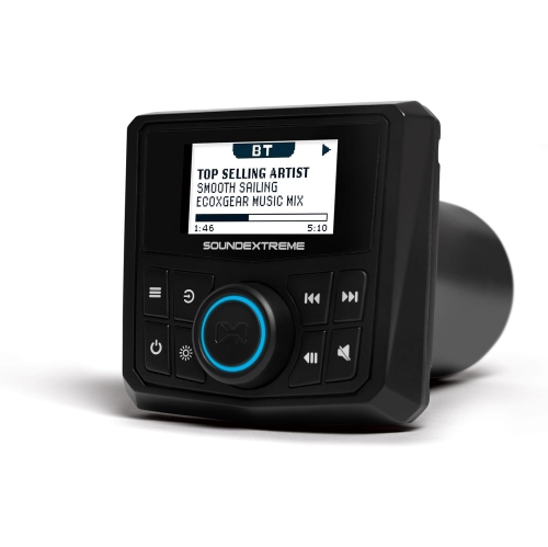 Marine Gauge Size Waterproof AM/FM Bluetooth Powersports Stereo 200 Watt Radio with Built-in 4 Zone LED Controller