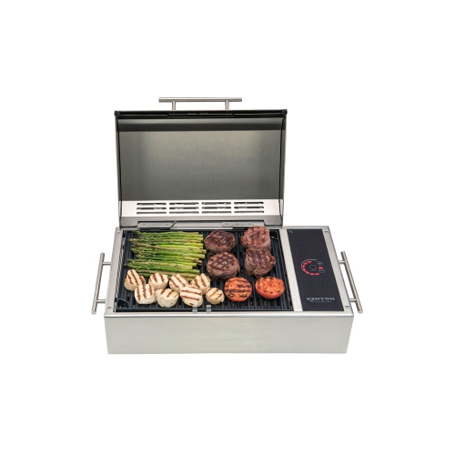 Kenyon B70590 Frontier Portable Indoor/Outdoor Electric Grill, S/S Exterior w/ Concealed, Flameless, Smokeless Element, Intelliken Touch Control,