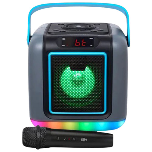 Singing Machine Cube Bluetooth Karaoke Party Speaker with Wireless Mic