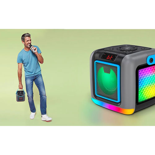 Haut-parleur de karaoké Bluetooth Cube de Singing Machine avec microphone sans fil