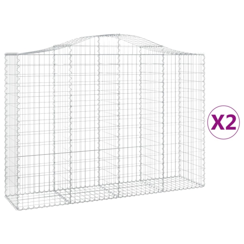 VIDAXL  Arched Gabion Baskets 2 PCs 200X50X140/160 Cm Galvanised Iron