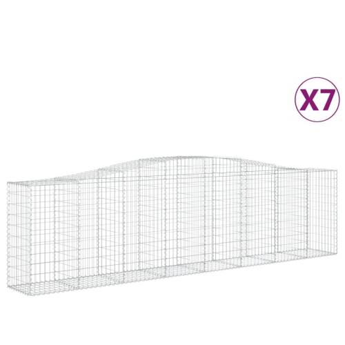vidaXL Arched Gabion Baskets 7 pcs 400x50x100/120 cm Galvanised Iron