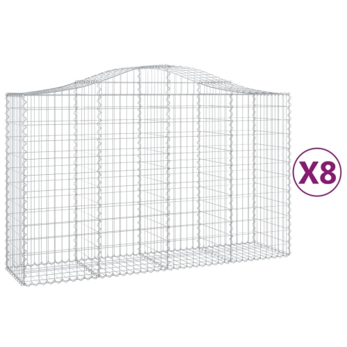 vidaXL Arched Gabion Baskets 8 pcs 200x50x120/140 cm Galvanised Iron