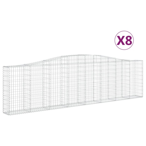 Paniers de gabion archés vidaXL 8 pièces 400x30x100/120&nbsp;cm en fer galvanisé
