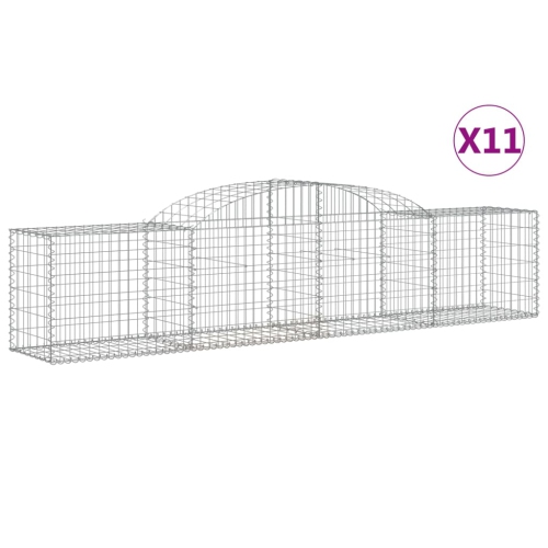 vidaXL Arched Gabion Baskets 11 pcs 300x50x60/80 cm Galvanised Iron