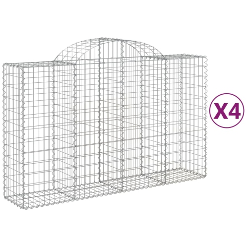 vidaXL Arched Gabion Baskets 4 pcs 200x50x120/140 cm Galvanised Iron