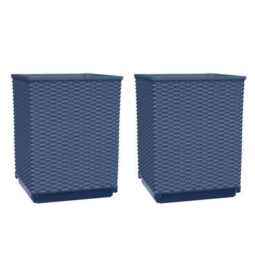 VIDAXL  Planters 2 PCs Grey 30X30X37 Cm Polypropylene In Blue