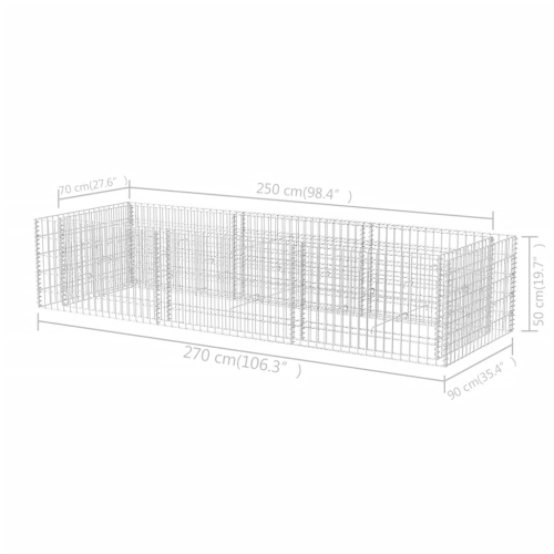 vidaXL Gabion Raised Bed Steel 106.3"x35.4"x19.7"