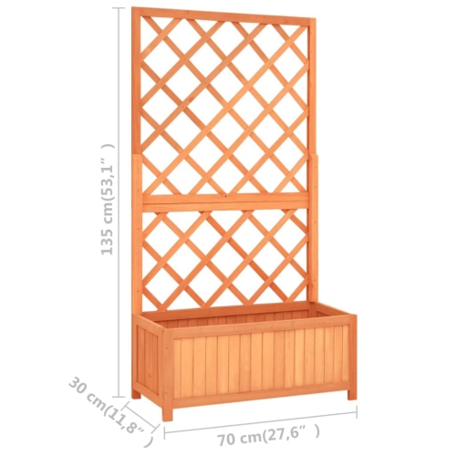 vidaXL Garden Trellis Planter Brown 70x30x135 cm Solid Firwood