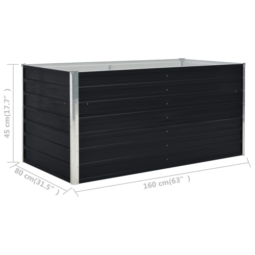 vidaXL Raised Garden Bed 63"x31.5"x17.7" Galvanized Steel Anthracite