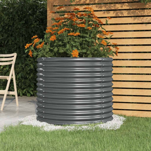 vidaXL Garden Planter Galvanised Steel 80x80x68 cm Anthracite