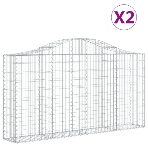 Paniers de gabion archés vidaXL 2 pièces 200x30x100/120&nbsp;cm en fer galvanisé