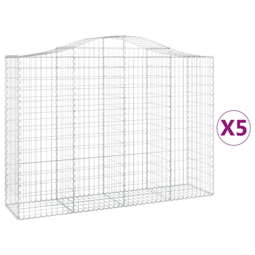 Paniers de gabion archés vidaXL 5 pièces 200x50x140/160&nbsp;cm en fer galvanisé