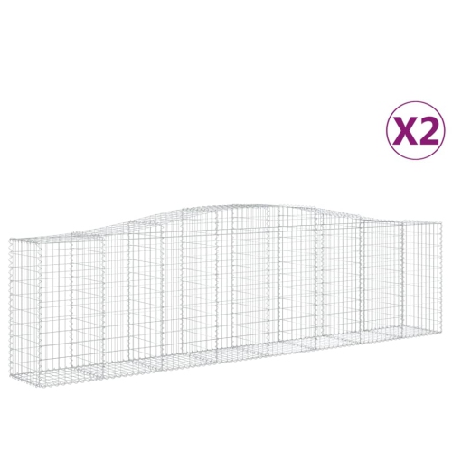 VIDAXL  Arched Gabion Baskets 2 PCs 400X50X100/120 Cm Galvanised Iron