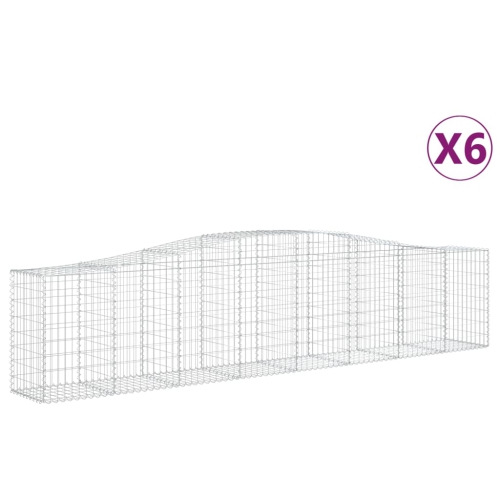 VIDAXL  Arched Gabion Baskets 6 PCs 400X50X80/100 Cm Galvanised Iron