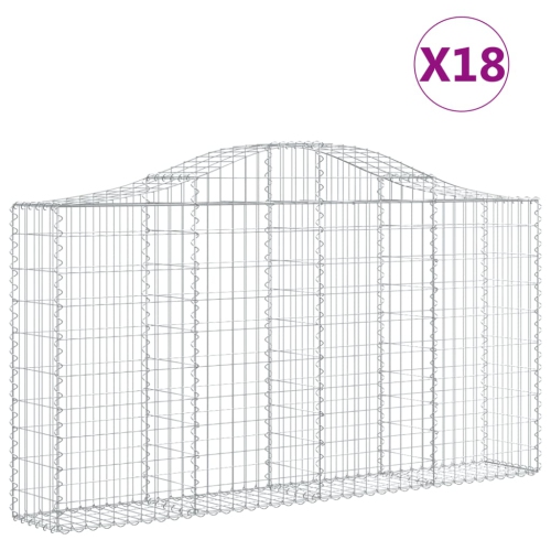 vidaXL Arched Gabion Baskets 18 pcs 200x30x100/120 cm Galvanised Iron