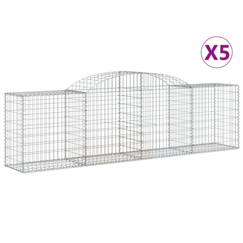 VIDAXL  Arched Gabion Baskets 5 PCs 300X50X80/100 Cm Galvanised Iron