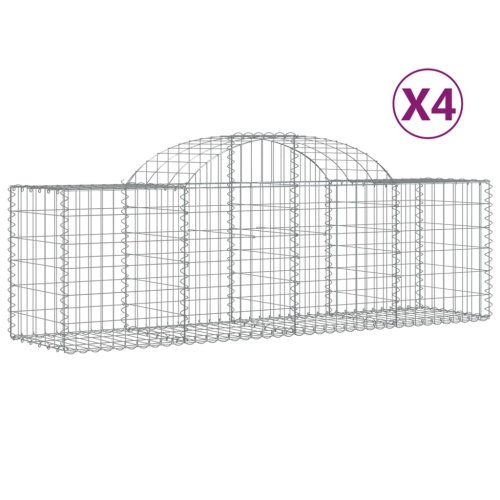 Paniers de gabion archés vidaXL 4 pièces 200x50x60/80&nbsp;cm en fer galvanisé
