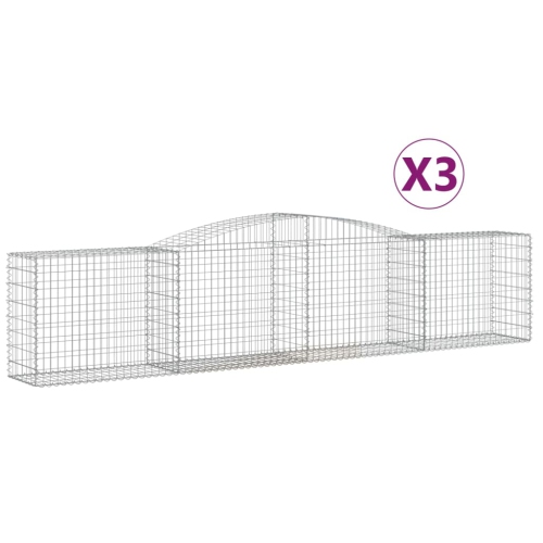 VIDAXL  Arched Gabion Baskets 3 PCs 400X50X80/100 Cm Galvanised Iron
