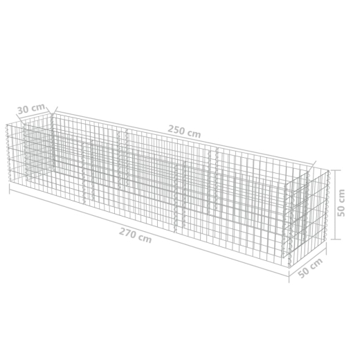 vidaXL Gabion Raised Bed Galvanised Steel 106.3"x19.7"x19.7"