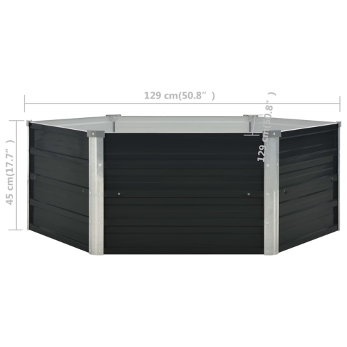 vidaXL Raised Garden Bed Anthracite 50.8"x50.8"x17.7" Galvanized Steel