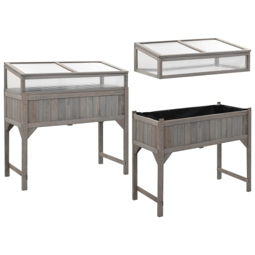 vidaXL Raised Bed with Greenhouse 110x54x120 cm Solid Fir Wood