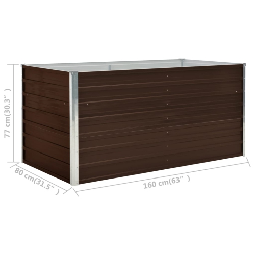 vidaXL Raised Garden Bed Brown 63"x31.5"x30.3" Galvanized Steel