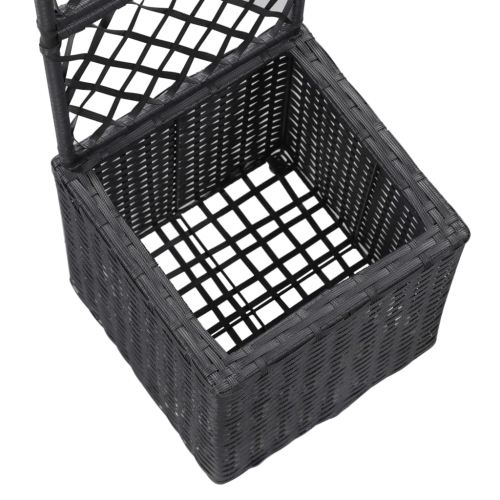 vidaXL Trellis Raised Bed with 1 Pot 30x30x107 cm Poly Rattan Black