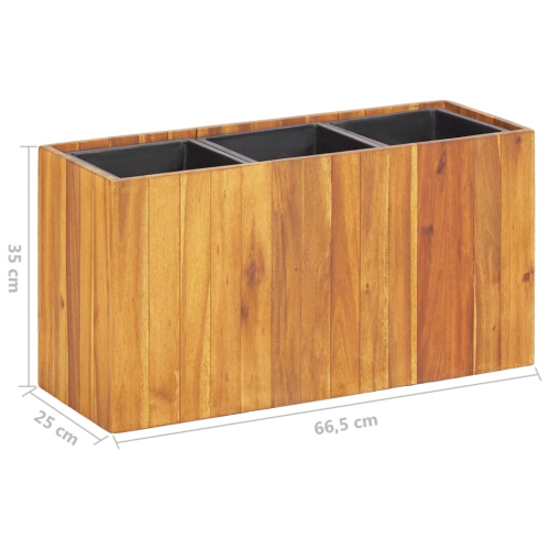 vidaXL Garden Raised Bed with 3 Pots Solid Acacia Wood