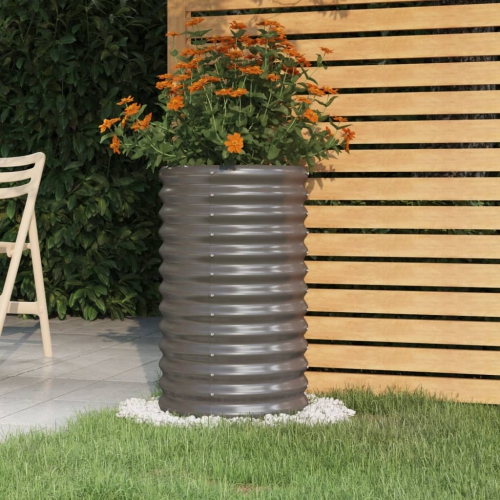 VIDAXL  Garden Planter Powder-Coated Steel 40X40X68 Cm Grey