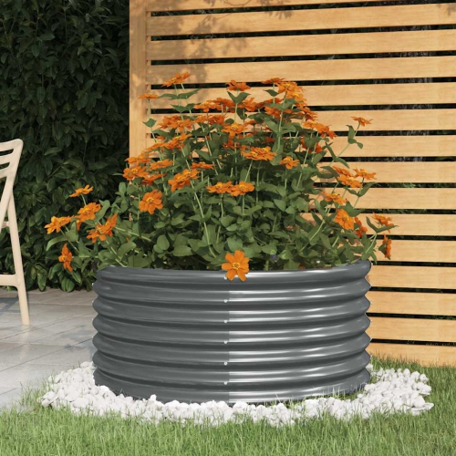 vidaXL Garden Planter Galvanised Steel 80x80x36 cm Anthracite