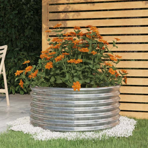 VIDAXL  Garden Planter Powder-Coated Steel 80X80X36 Cm Silver