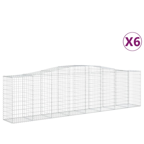 VIDAXL  Arched Gabion Baskets 6 PCs 400X50X100/120 Cm Galvanised Iron