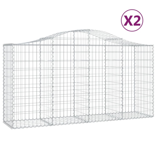 VIDAXL  Arched Gabion Baskets 2 PCs 200X50X100/120 Cm Galvanised Iron