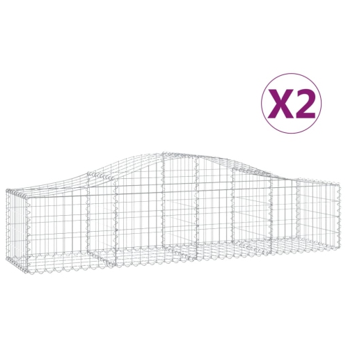 VIDAXL  Arched Gabion Baskets 2 PCs 200X50X40/60 Cm Galvanised Iron