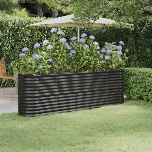 vidaXL Garden Raised Bed Galvanised Steel 224x40x68 cm Anthracite