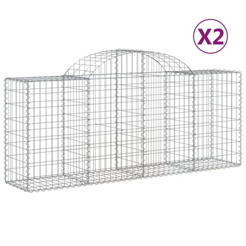 VIDAXL  Arched Gabion Baskets 2 PCs 200X50X80/100 Cm Galvanised Iron