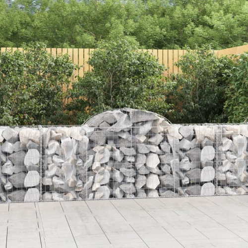 vidaXL Arched Gabion Baskets 14 pcs 200x50x80/100 cm Galvanised Iron