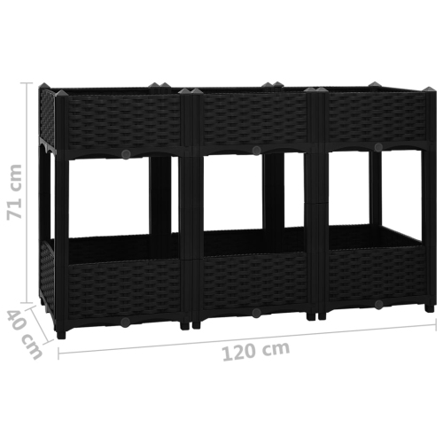 vidaXL Raised Bed 47.2"x15.7"x28" Polypropylene