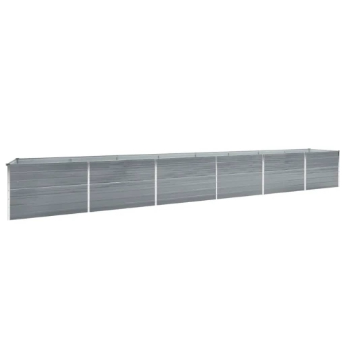 VIDAXL  Garden Raised Bed Galvanized Steel 236.2"x31.5"x17.7" In Gray