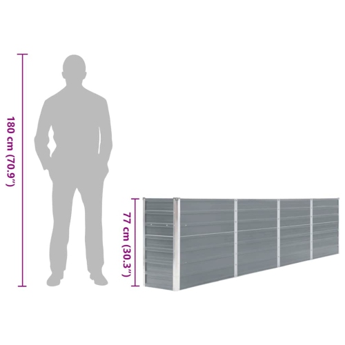 vidaXL Raised Garden Bed 320x40x77 cm Galvanised Steel Grey