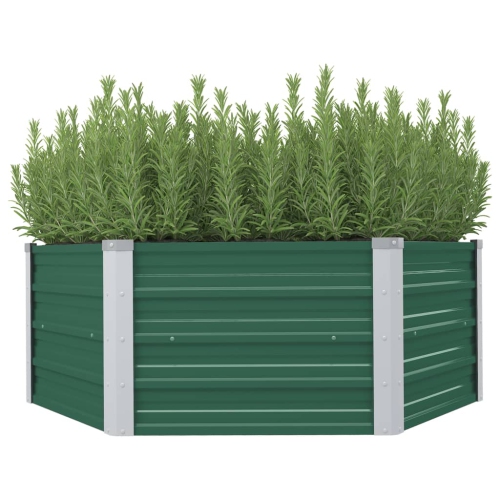 VIDAXL  Raised Garden Bed 50.8"x50.8"x18.1" Galvanized Steel Green