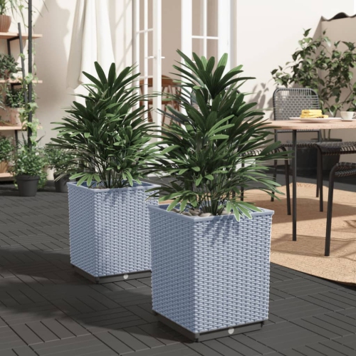 VIDAXL  Planters 2 PCs Light Grey 30X30X37 Cm Polypropylene