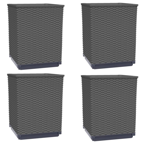 VIDAXL  Planters 4 PCs 30X30X37 Cm Polypropylene In Black