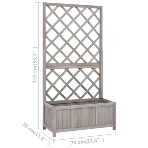 vidaXL Garden Trellis Planter Grey 70x30x135 cm Solid Firwood