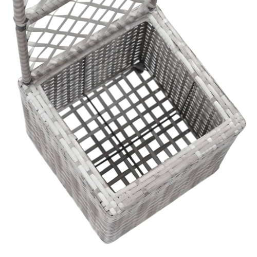 vidaXL Trellis Raised Bed with 1 Pot 30x30x107 cm Poly Rattan Grey