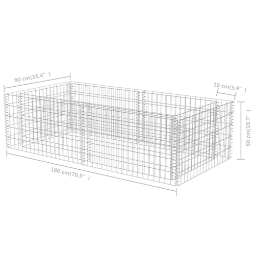 vidaXL Gabion Basket, Galvanized-Steel Gabion Wall/ Cage, High Load Capacity, 70.9"x35.4"x19.7"