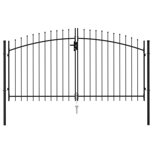 vidaXL Fence Gate Double Door with Spike Top Steel 9.8'x4.9' Black